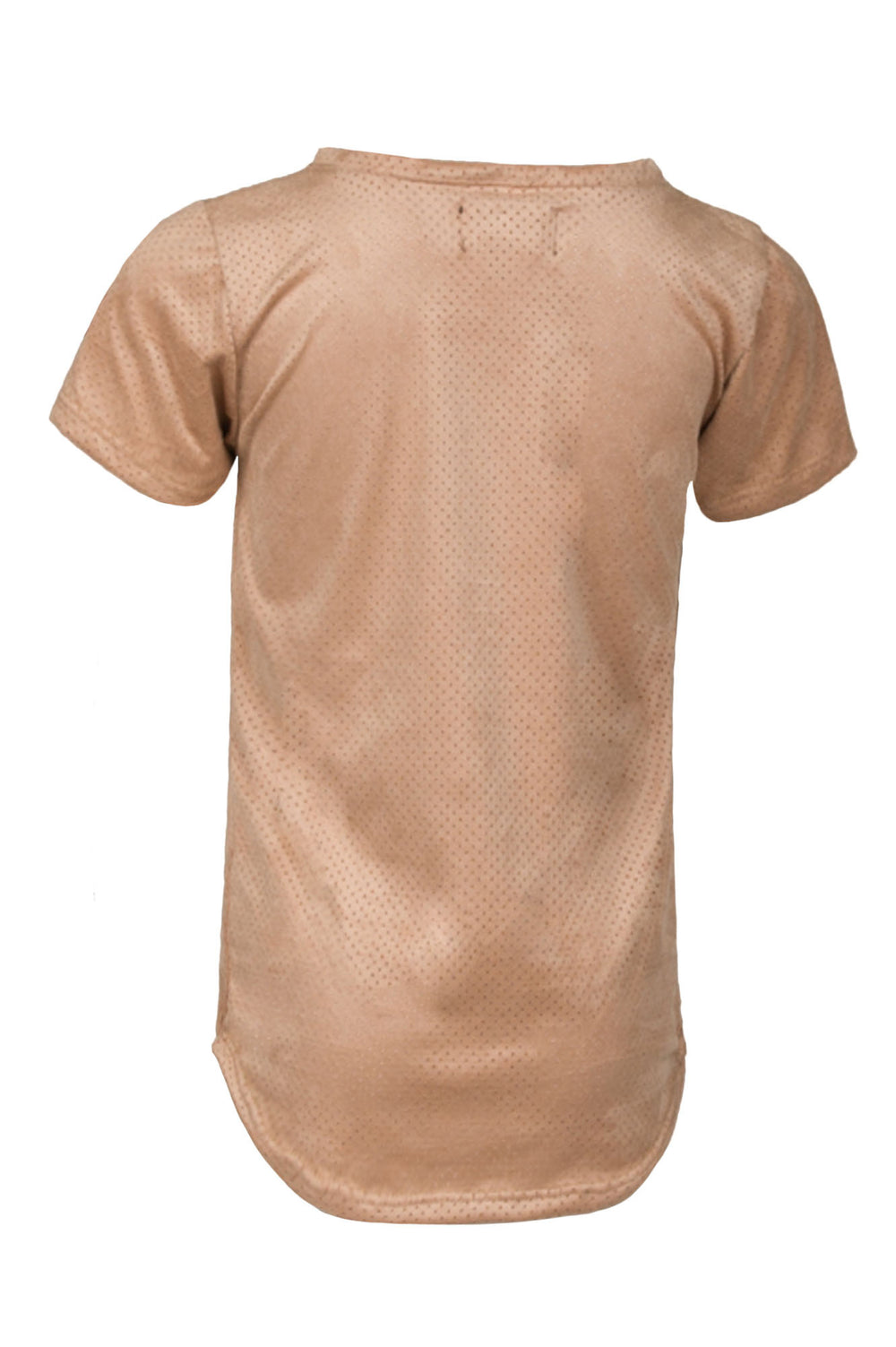 Extended Perforated Sand V Neck Tee