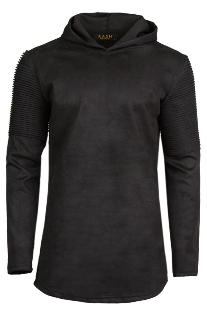 Kash Micro Suede Hoodie in black – view 1 of 2