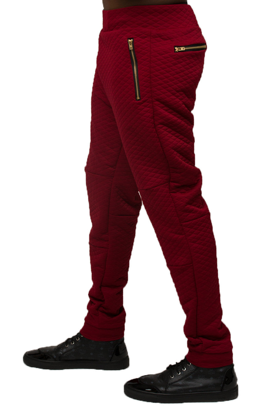Kash Quilted Joggers in red – view 2 of 3