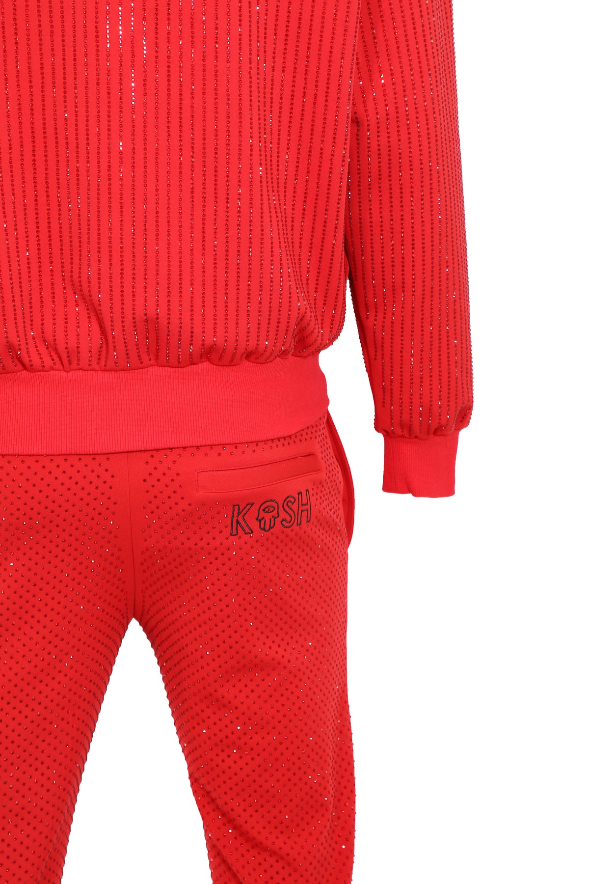 KASH ALL OVER DIAMOND TRACK JACKET - RED