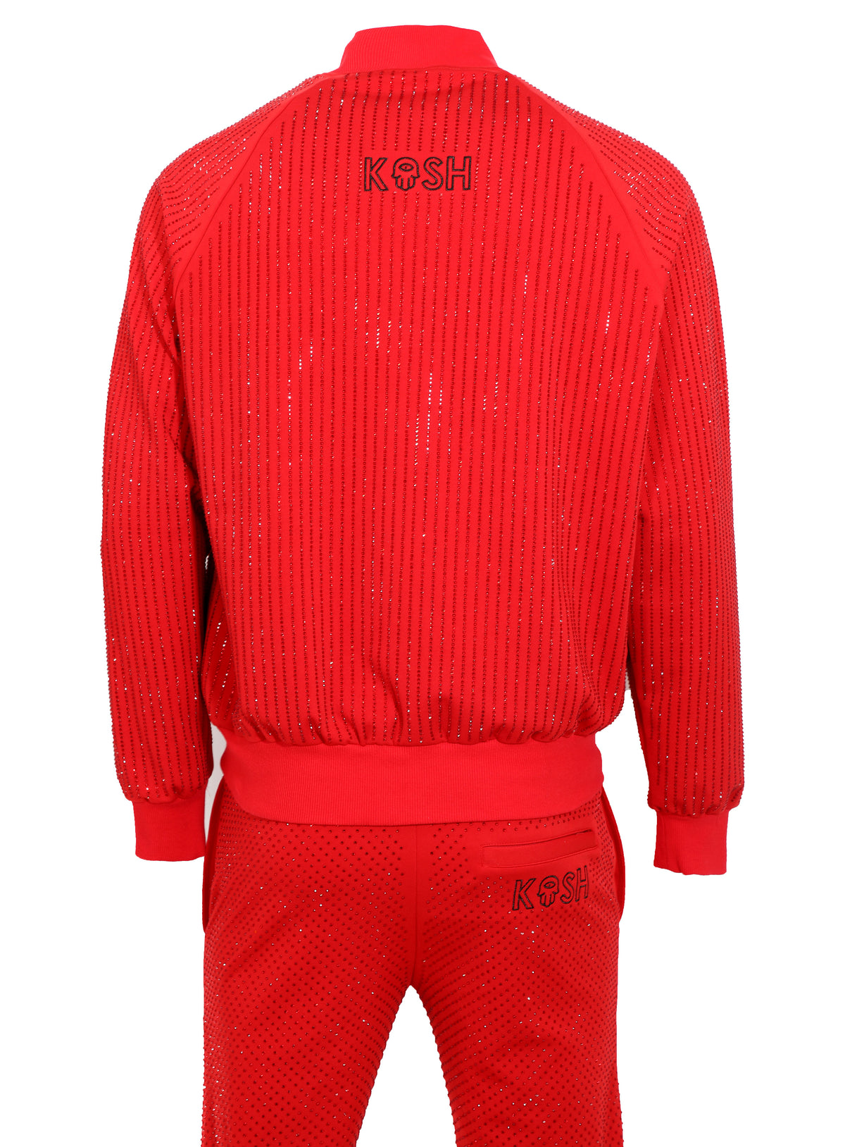 KASH ALL OVER DIAMOND TRACK JACKET - RED