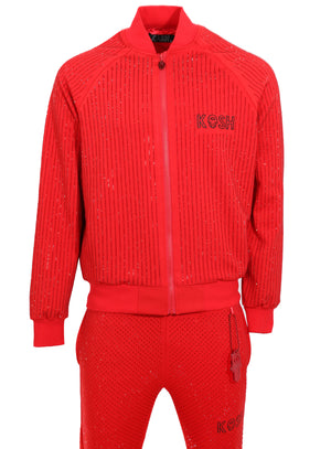 Kash Men's All-Over Crystal Track Jacket – Red