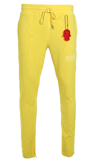 Kash All-Over Crystal Track Pants – Yellow