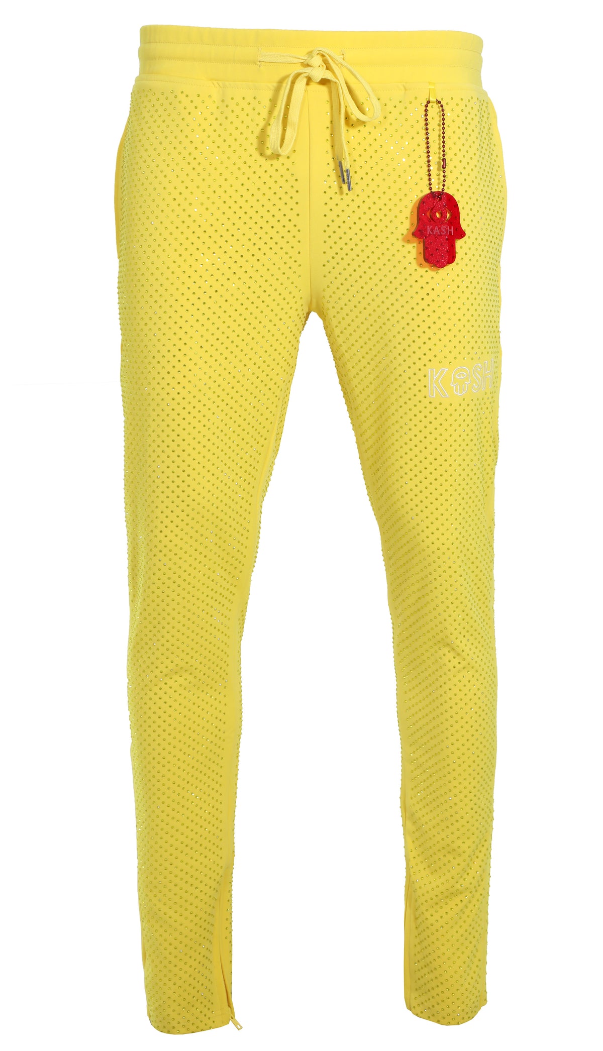 KASH ALL OVER DIAMOND TRACK PANTS - YELLOW