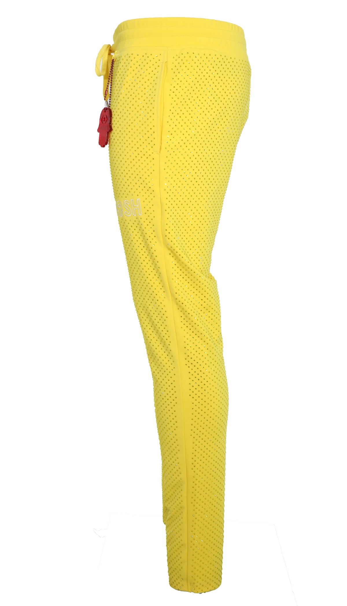 KASH ALL OVER DIAMOND TRACK PANTS - YELLOW