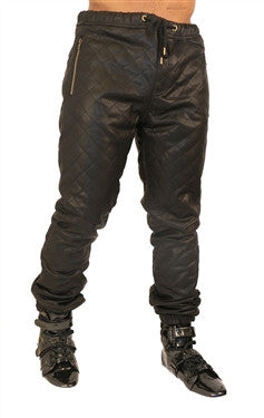 Kite Full Quilted Diamond Leatherette Pants - Black