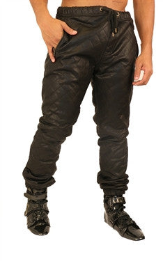 Kite Full Quilted Diamond Leatherette Pants - Black