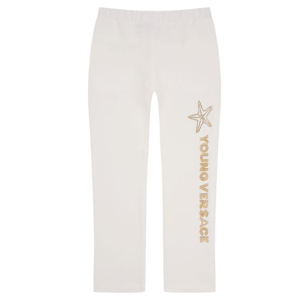 Girls Jogger Pant with Logo-Off White