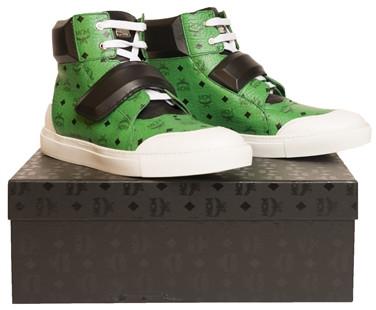 MCM Leather Hi-Top Sneaker in Paradise Green – view 3 of 3