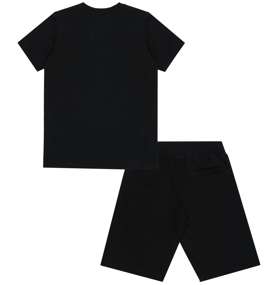 BABY BOY SS TEE AND SHORTS SET WITH TEXT LOGO-BLACK