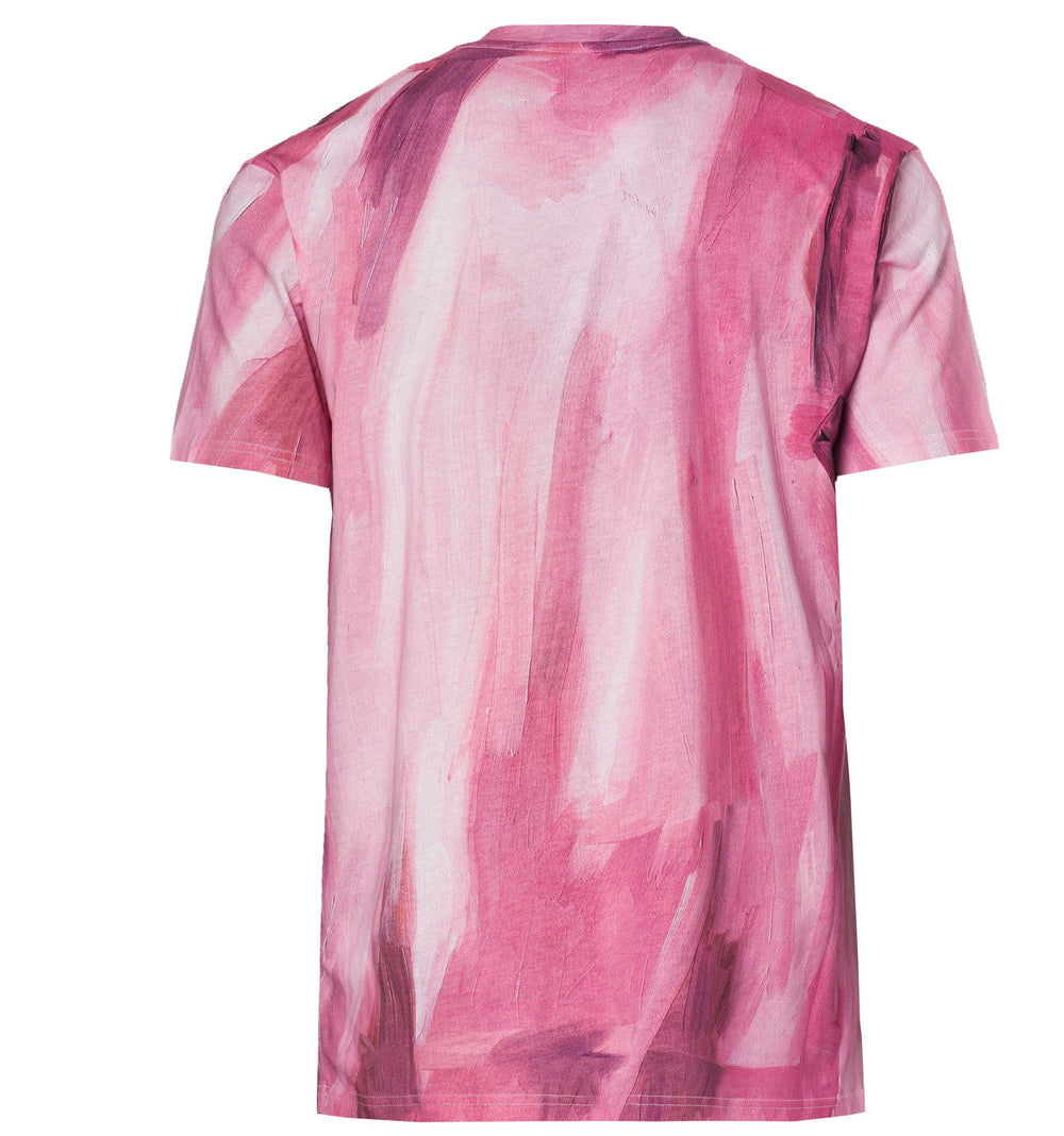 MOSCHINO PAINTED LOGO JERSEY T-SHIRT- PINK