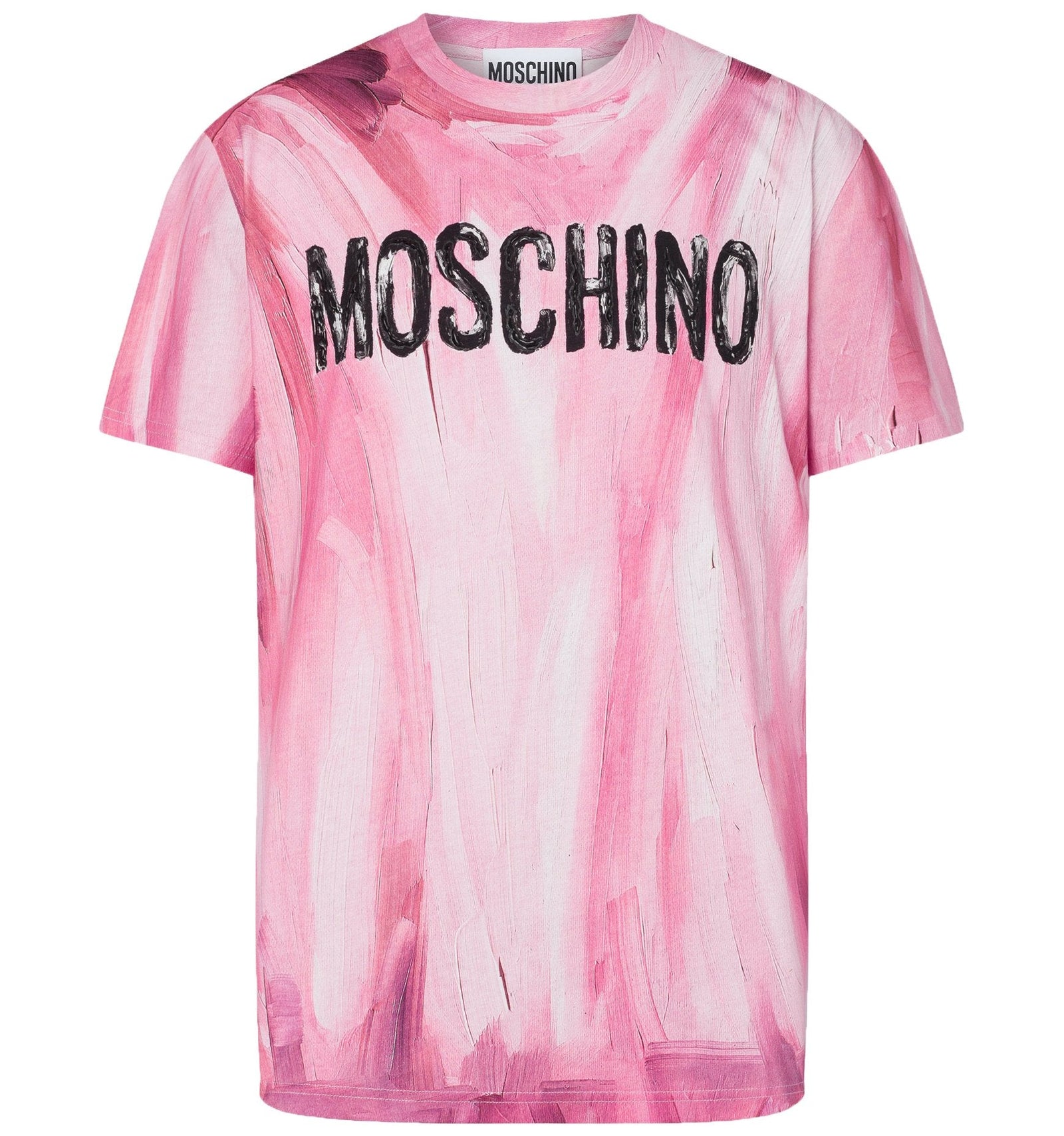 MOSCHINO PAINTED LOGO JERSEY T-SHIRT- PINK