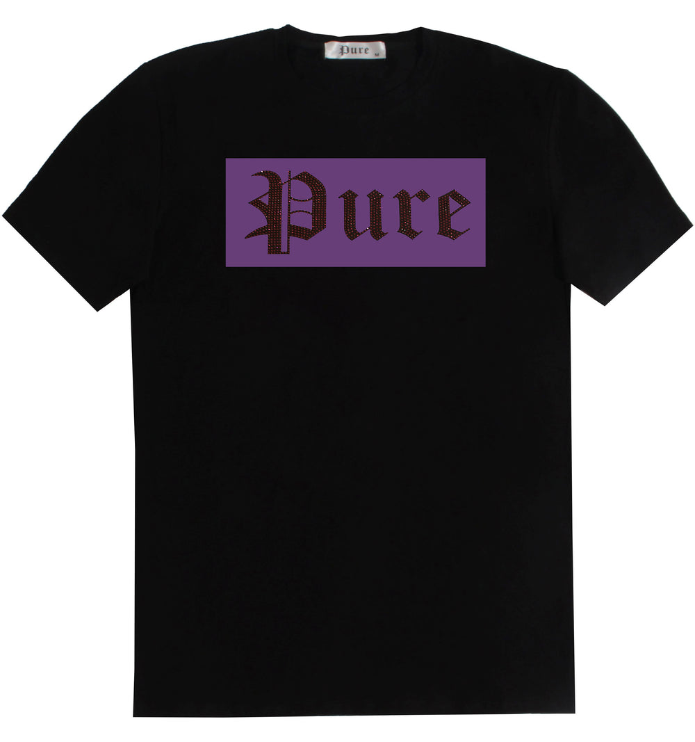 Pure black tee with purple diamond block logo – view 3 of 4
