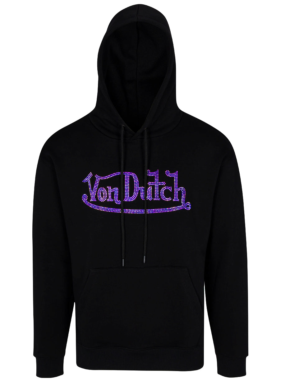 Von Dutch Black Hoodie with Purple Rhinestones in black and purple – view 1 of 1