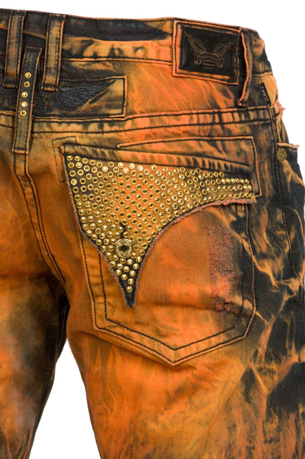 Pocket view of Aurum Crystal Swarovski Fire Gold Long Flap Denim