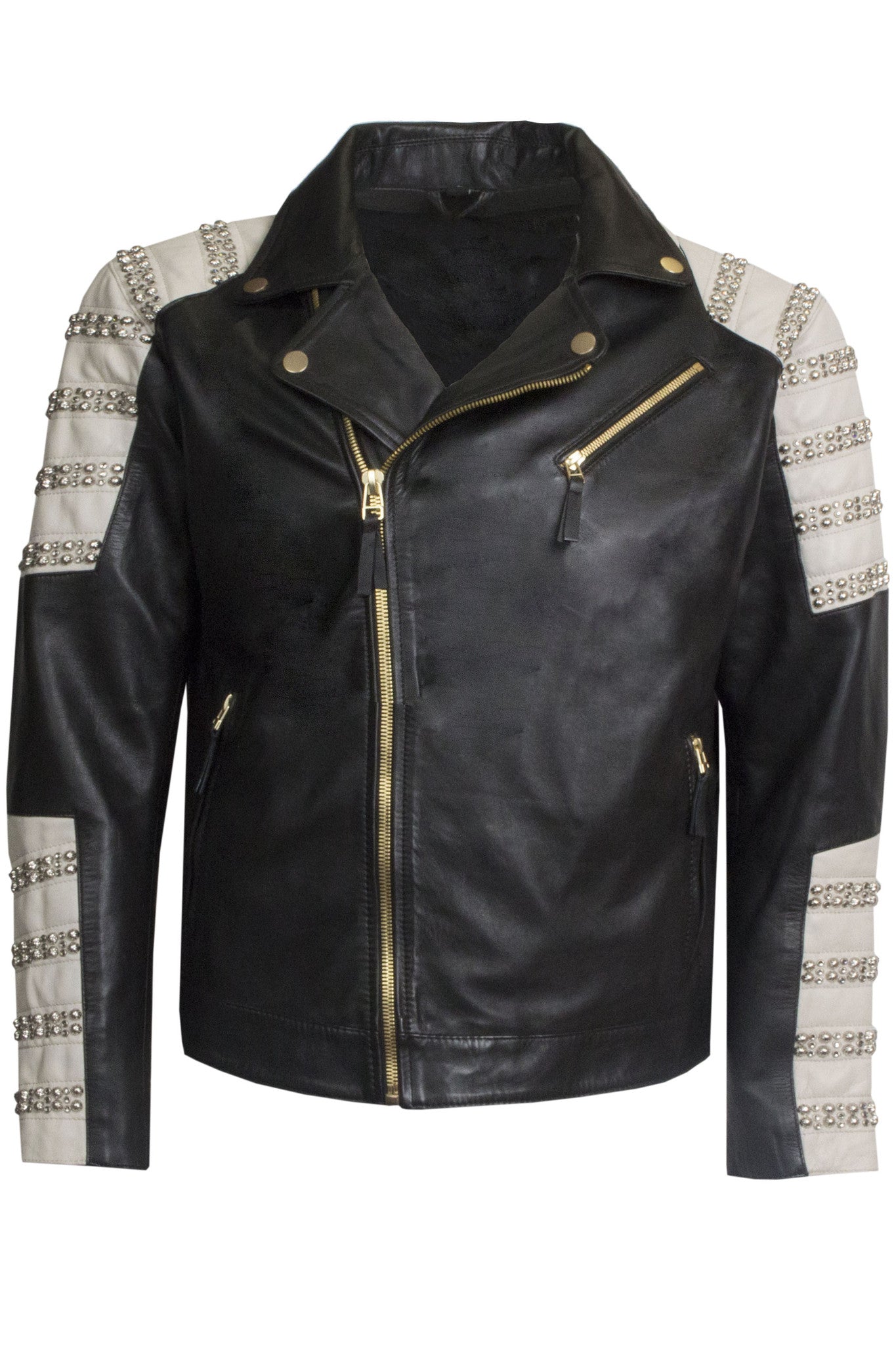 Robin's Jean - Men's Black and White Tribeca Parachute Leather Jacket 