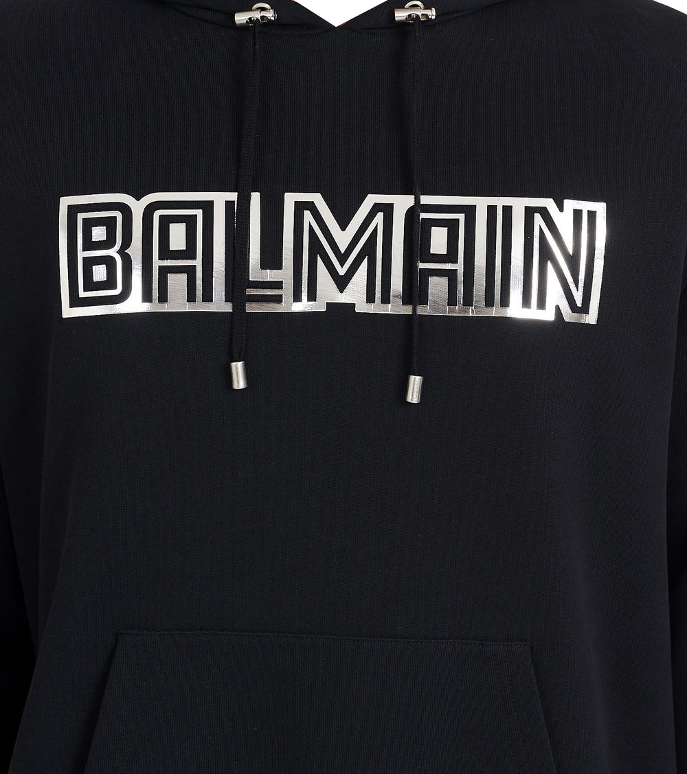 Balmain Silver Embossed Hoodie in black – view 3 of 3