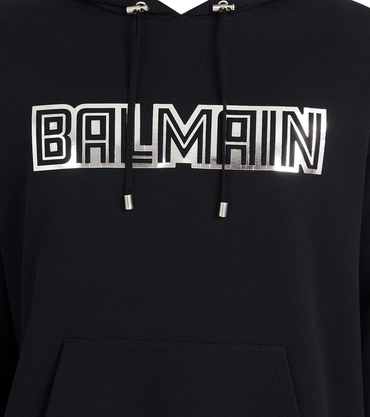 Balmain Silver Embossed Hoodie - Black