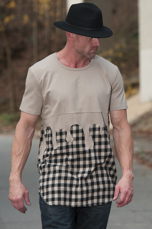 Kash Drip Plaid Tunic in beige plaid – view 1 of 4