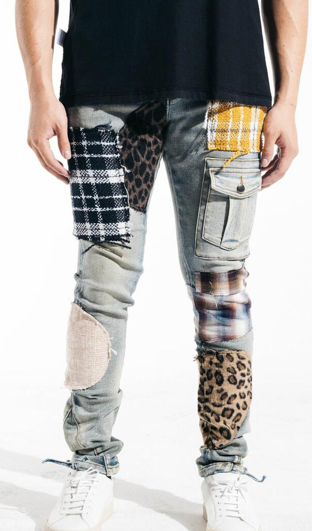 Trey Cargo Denim - Blue Patchwork