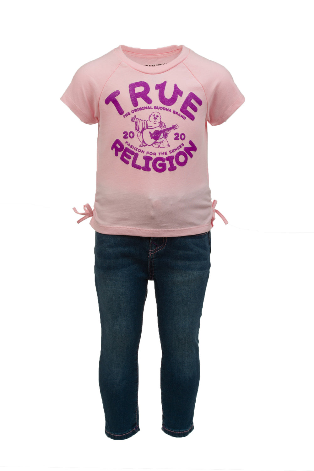 Baby Buddha Graphic Pink Tee Denim Set