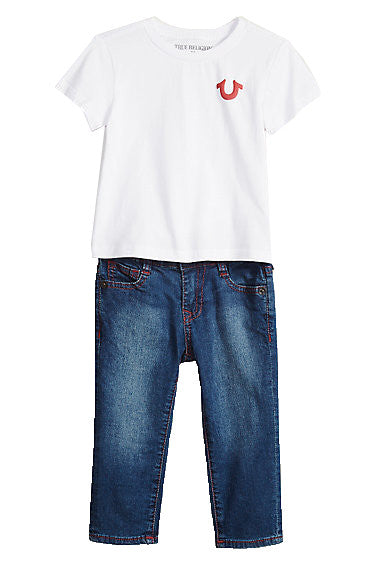 Boys 2 Piece White Tee Denim Set