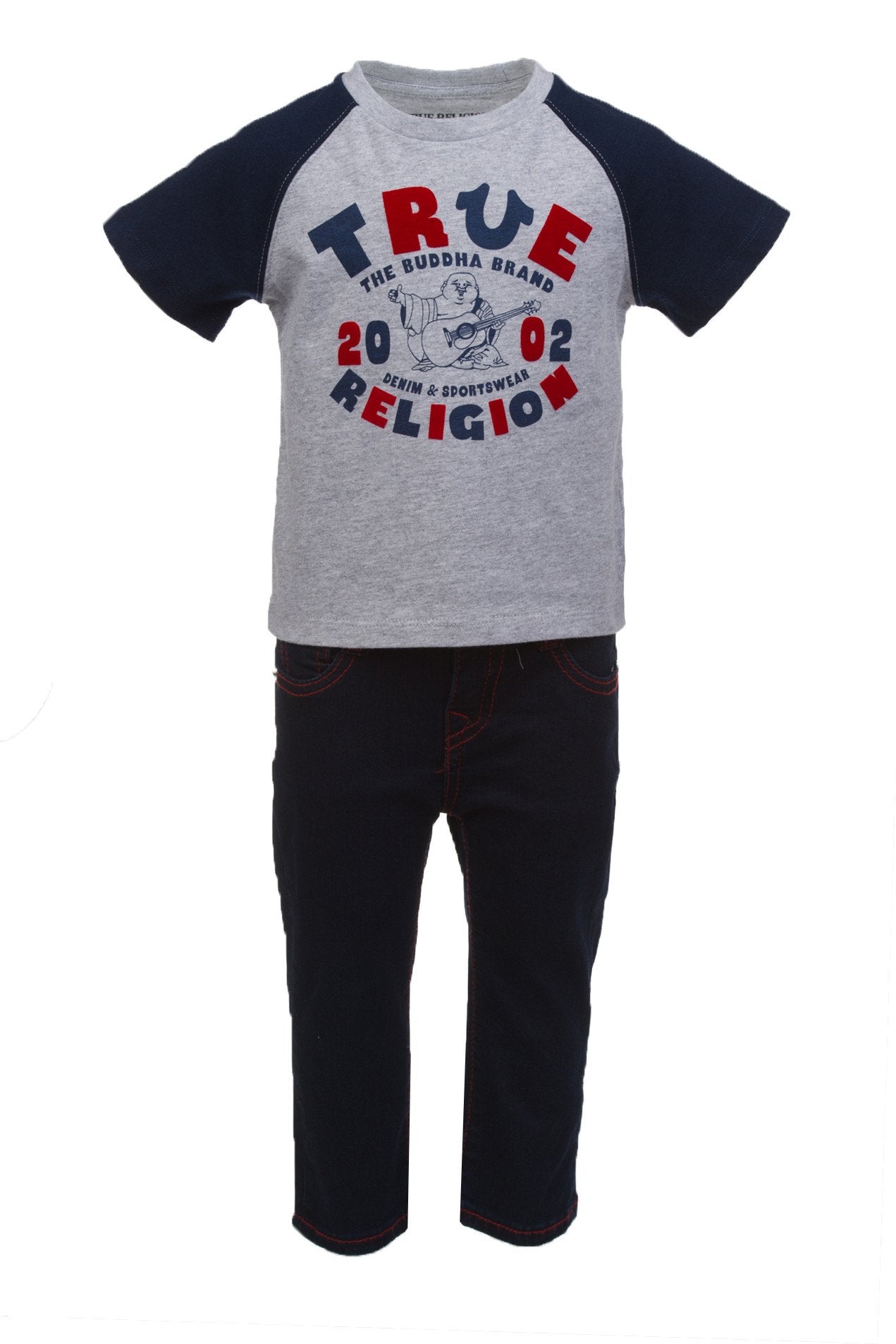 Kids TR | Baby Buddha Graphic Grey Tee Denim Set