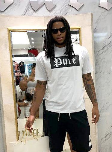 Stretch Pure Tee White with Black Block Logo in white/black – view 4 of 9