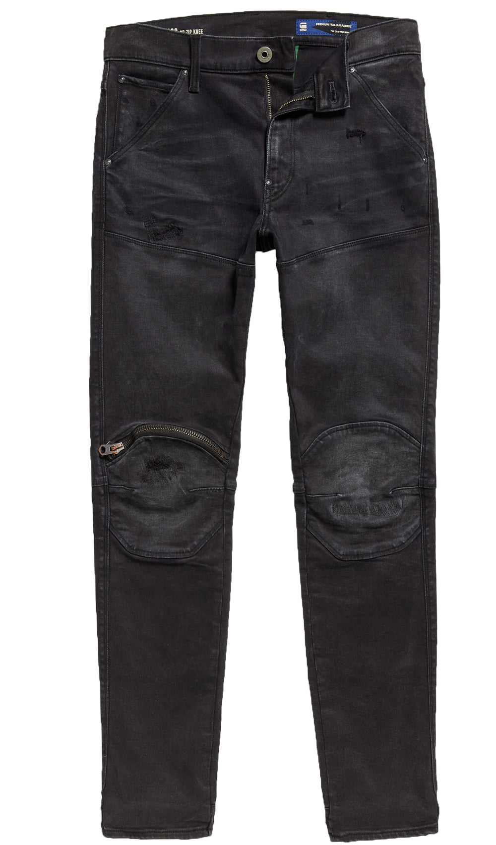 G-Star Raw 5620 3D Zip Knee Skinny Jeans in worn in black onyx restored – view 1 of 3
