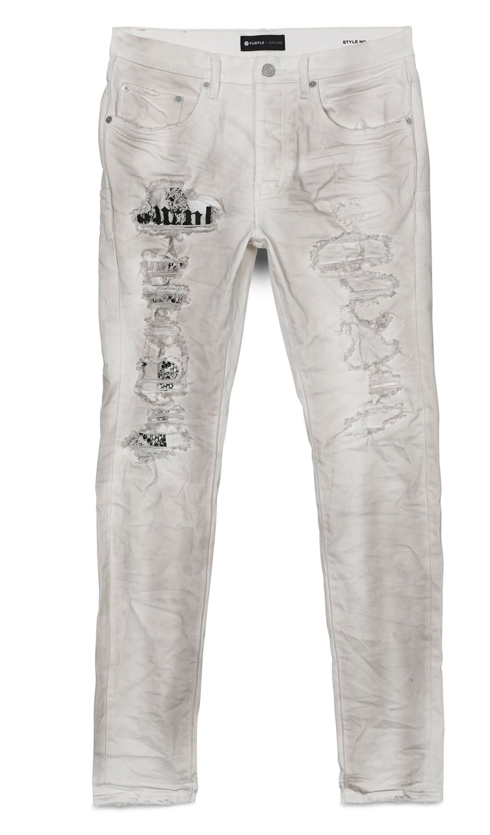 DIRTY WHITE DESTROY JERSEY KNIT REPAIR PANTS