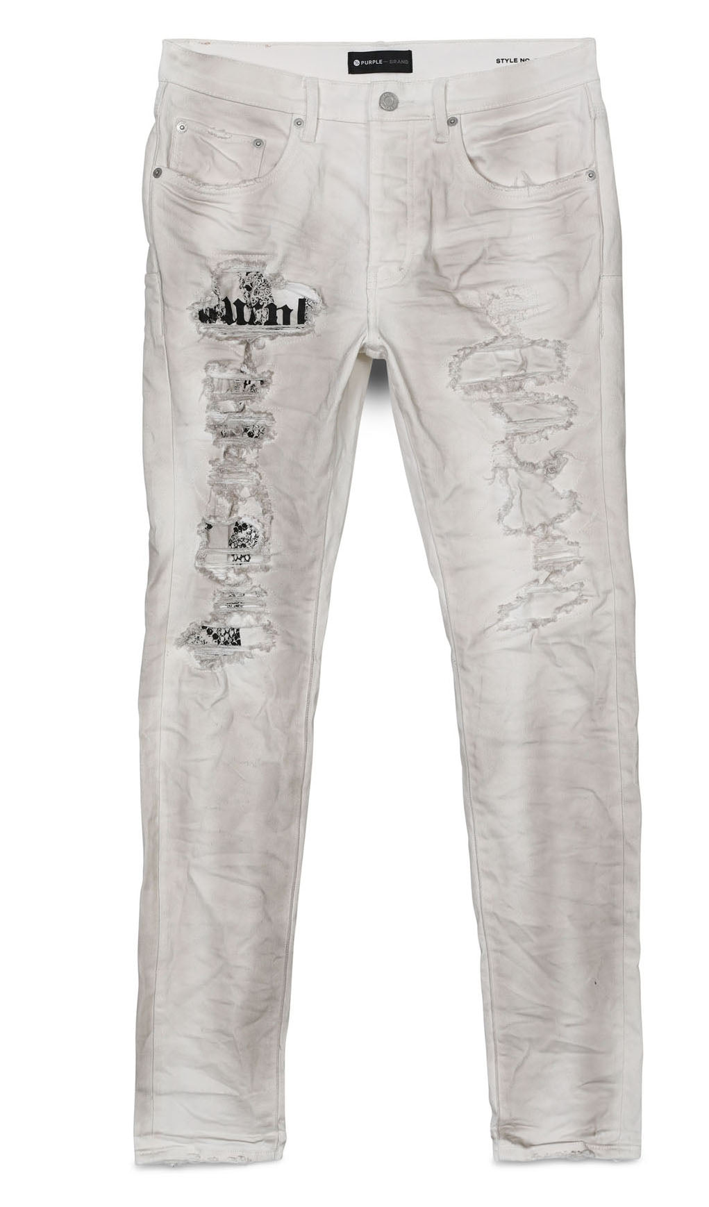 DIRTY WHITE DESTROY JERSEY KNIT REPAIR PANTS