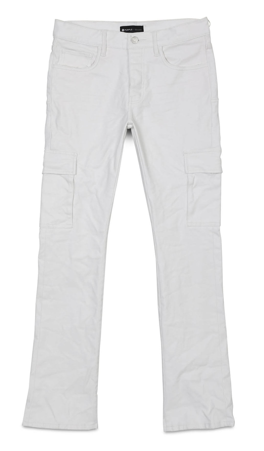 WHITE PATENT LEATHER CARGO PANTS