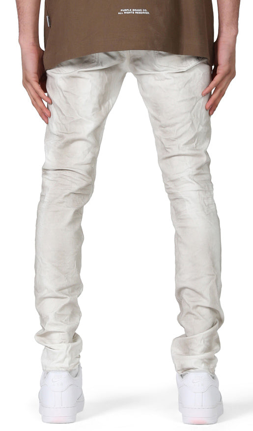 DIRTY WHITE DESTROY JERSEY KNIT REPAIR PANTS