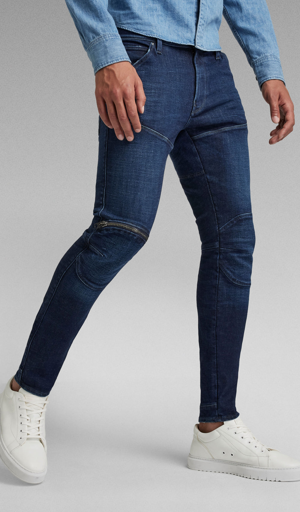 G-Star RAW 5620 3D Zip Knee Skinny Jeans in worn in ultramarine – view 2 of 4