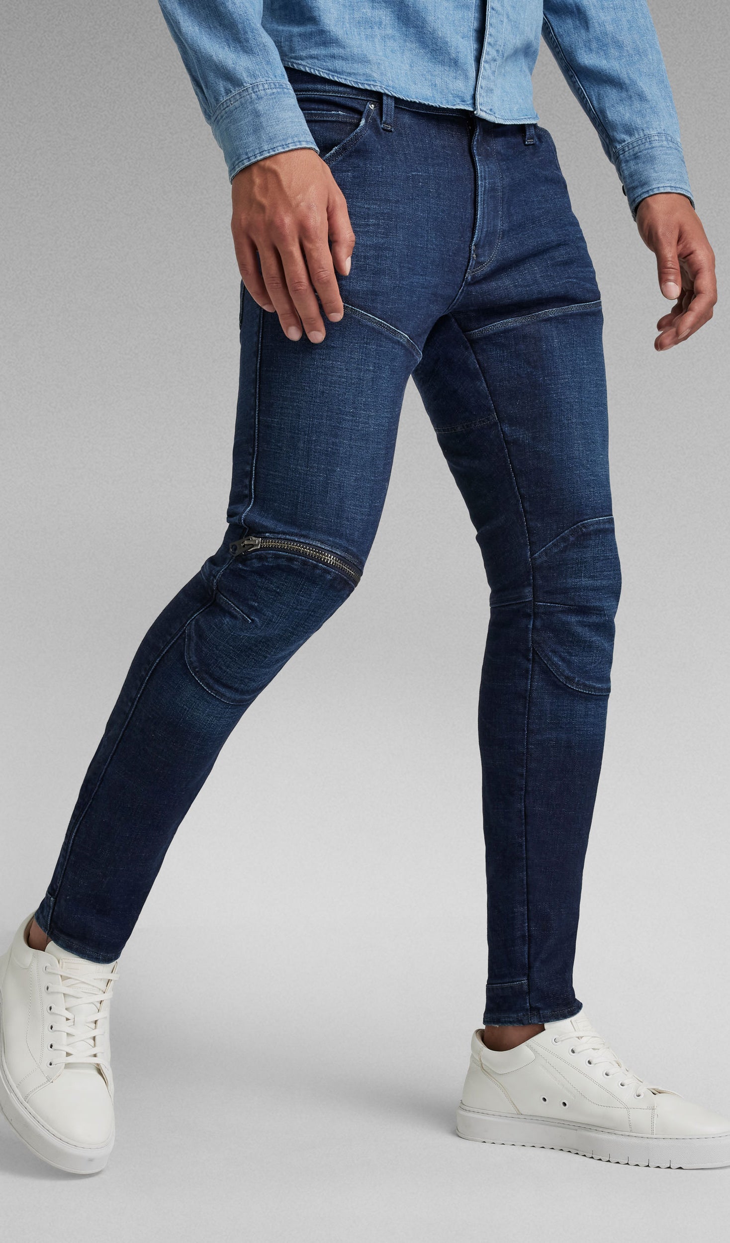 G-Star RAW 5620 3D Zip Knee Skinny Jeans in worn in ultramarine – view 2 of 4