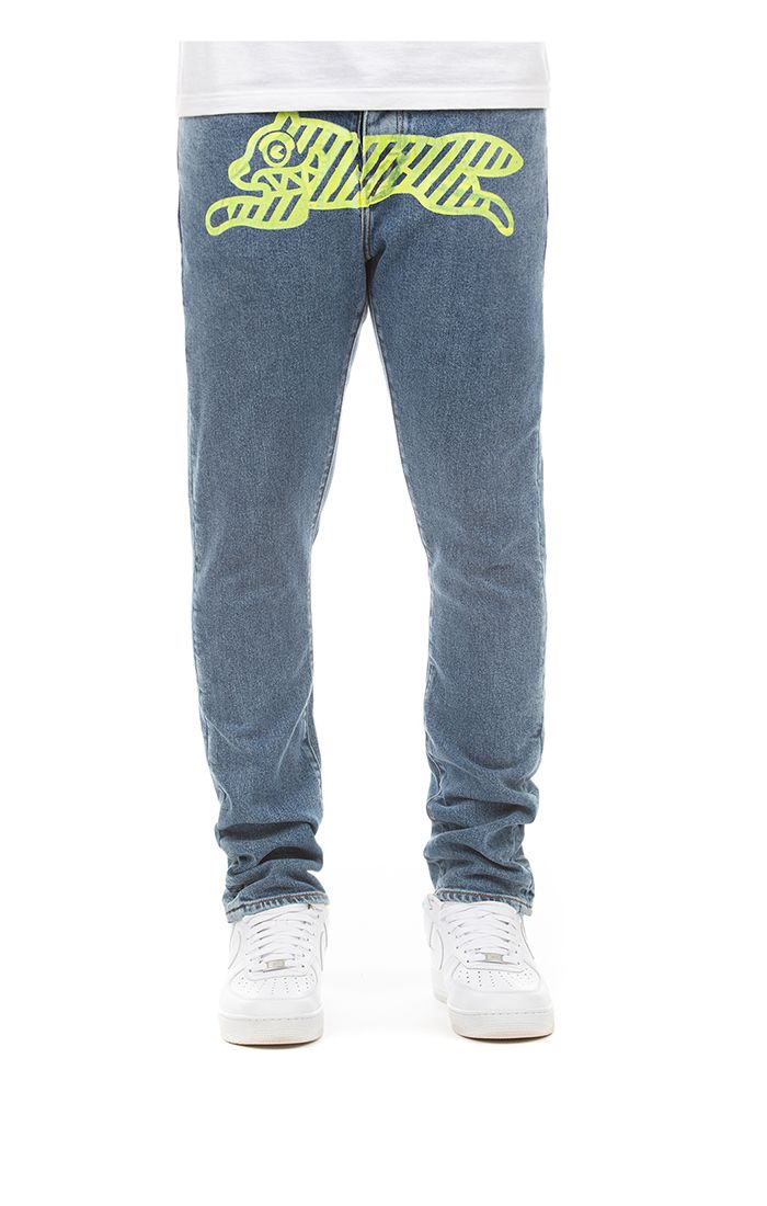 Icecream Neon Lime Jean in medium blue wash – view 1 of 4