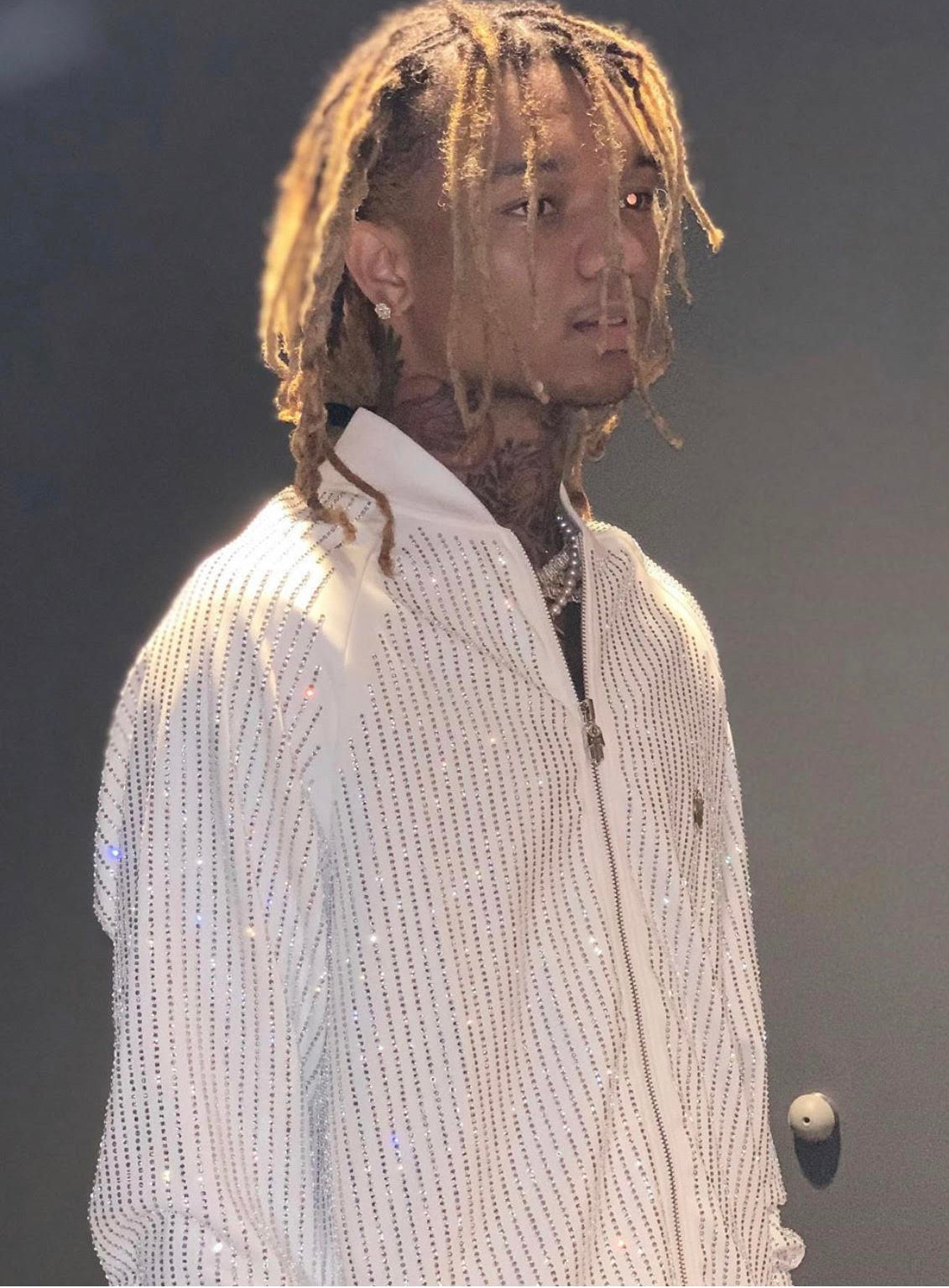 Men's Long Sleeve Diamond Jacket-White/Clear