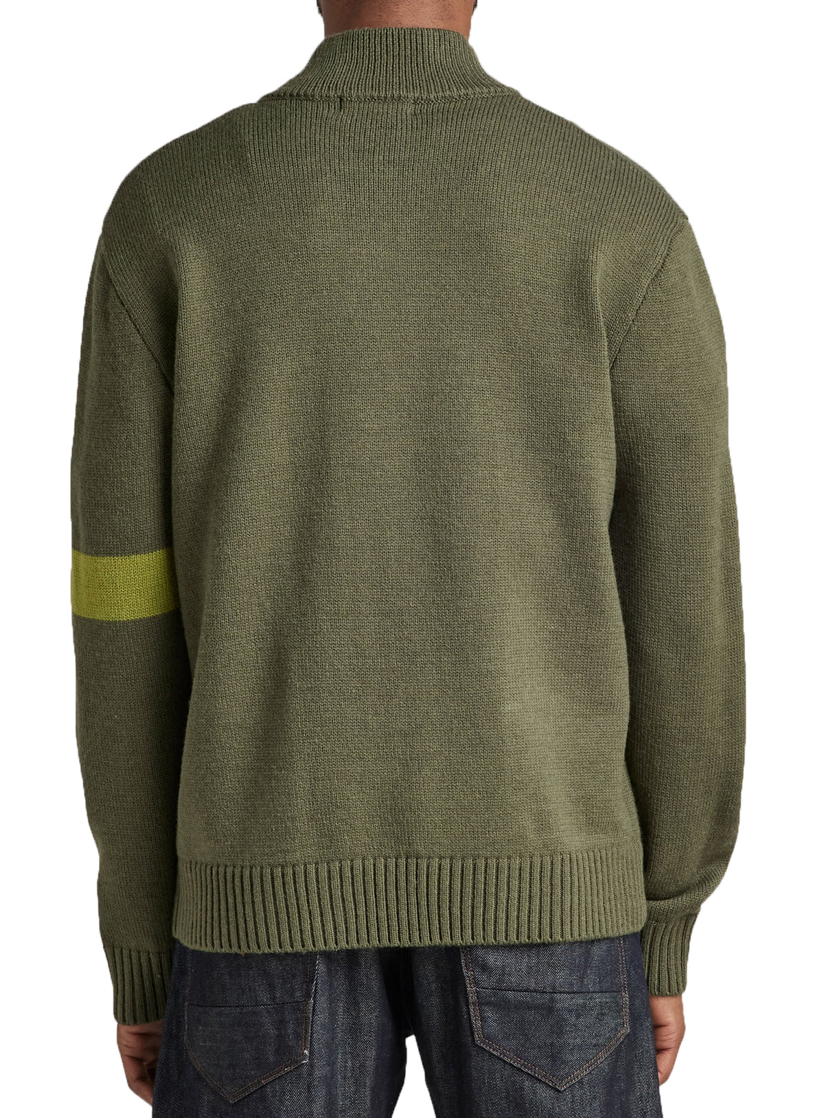 GRAPHIC ZIP THRU LOOSE KNIT - LT HUNTER