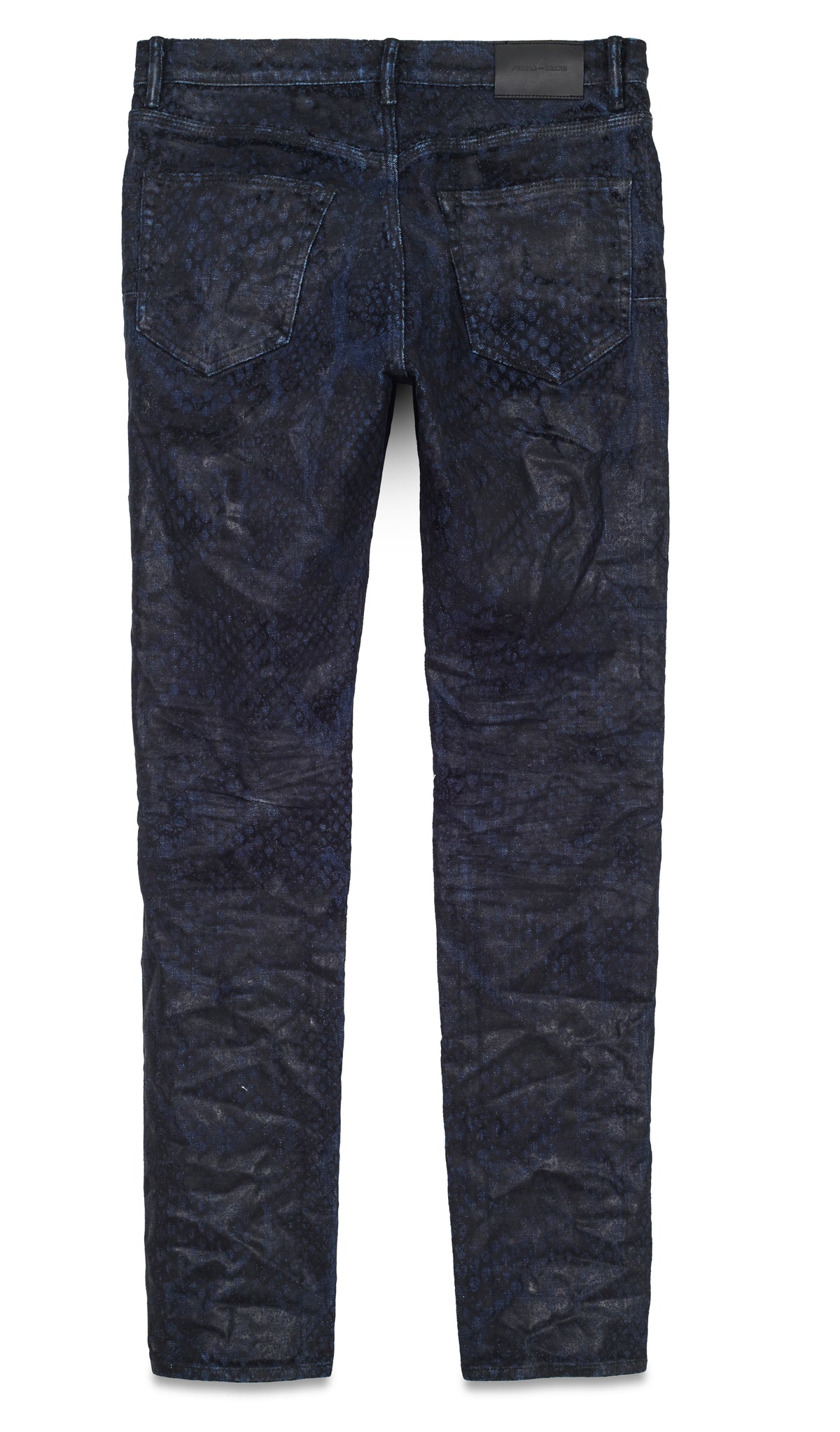 RINSED INDIGO FLOCKED SNAKE DENIM - BLACK