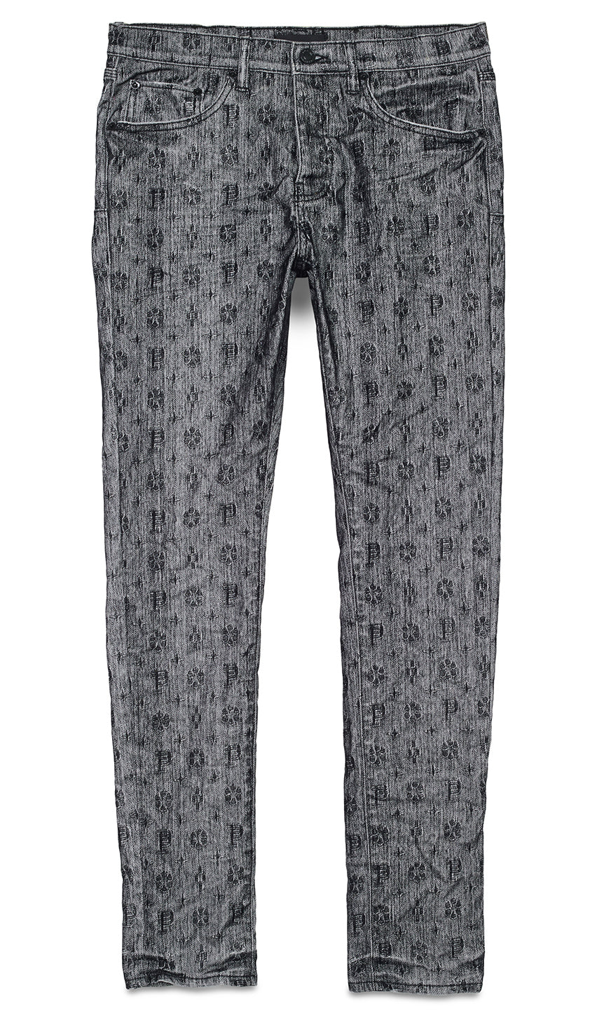 WHITE MONOGRAM BLACK FLOCKED DENIM