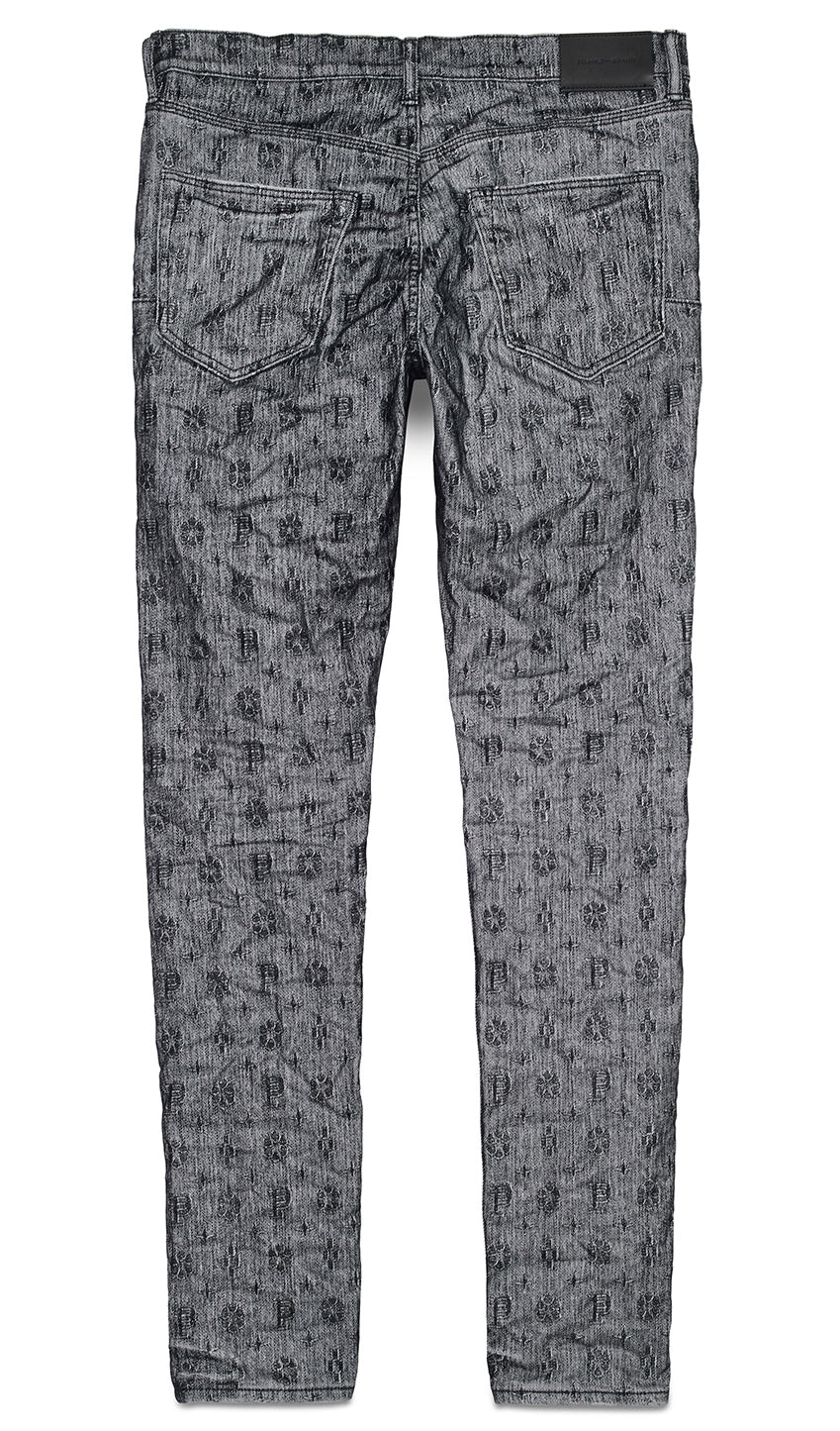 WHITE MONOGRAM BLACK FLOCKED DENIM