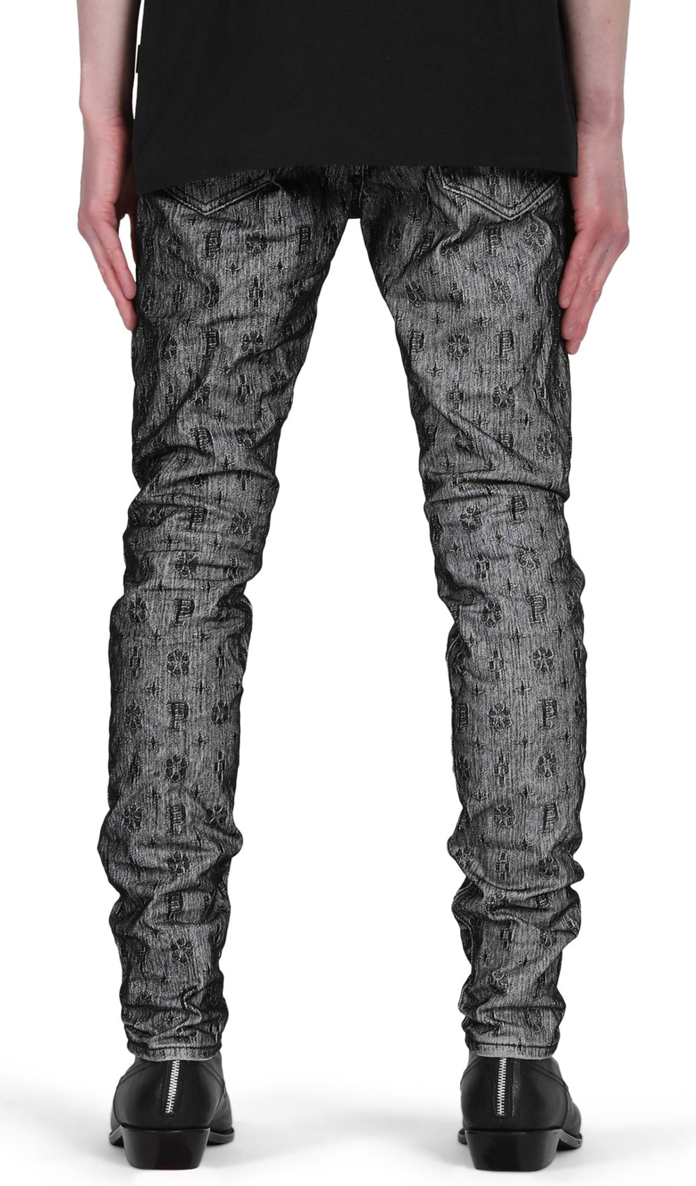 WHITE MONOGRAM BLACK FLOCKED DENIM