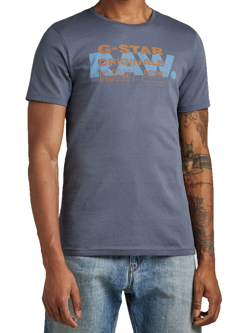 G-Star RAW RAW Originals Slim T-Shirt in fantem blue – view 1 of 3