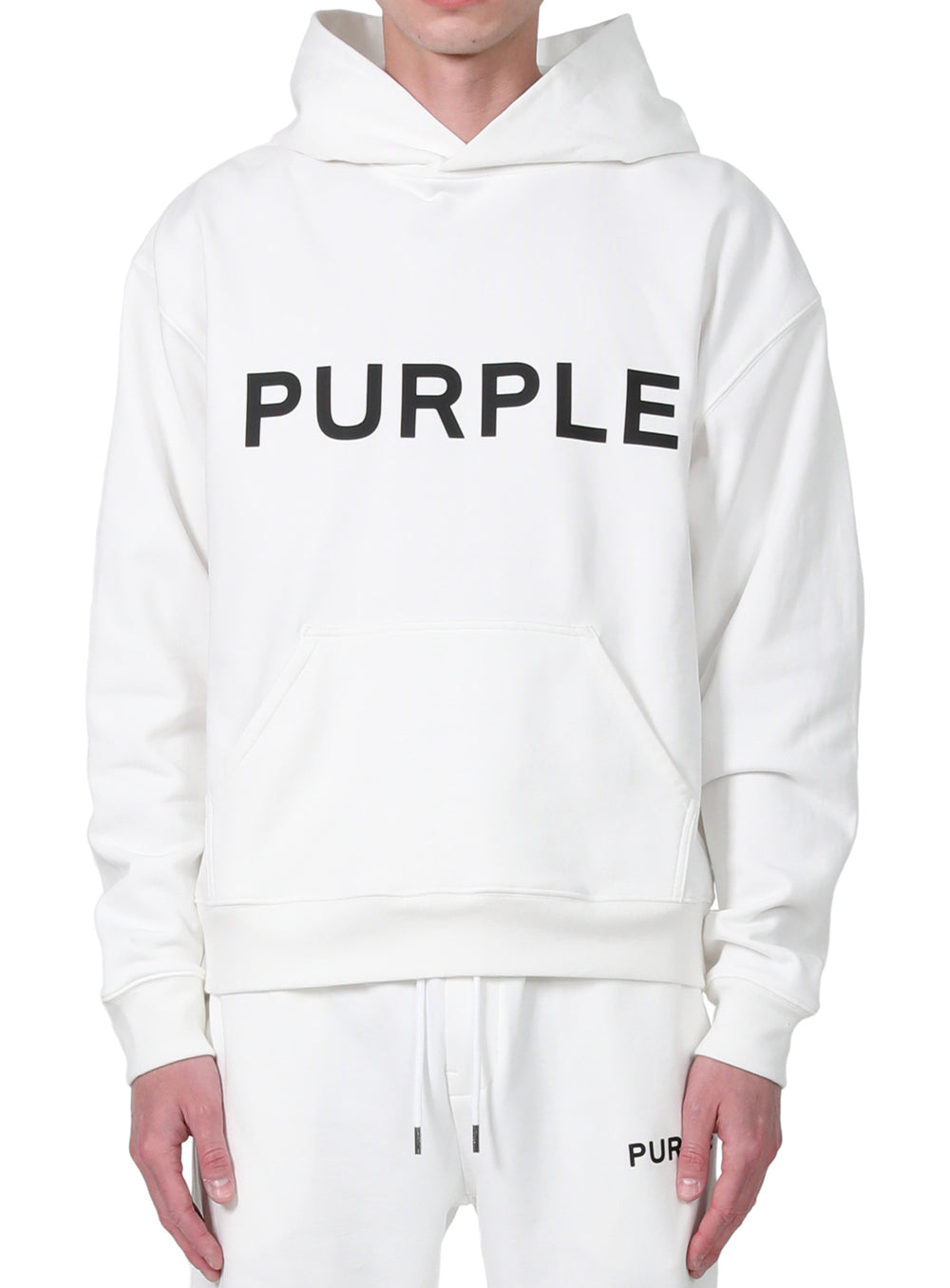 Purple Brand French Terry Po Hoody in Brilliant White – view 1 of 4
