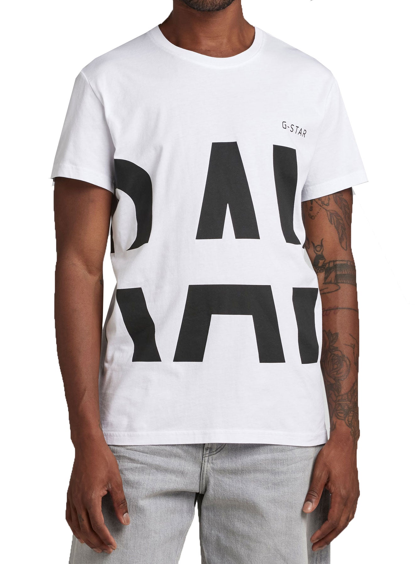 G-Star RAW Raw Strike Thru Tee in white – view 1 of 2