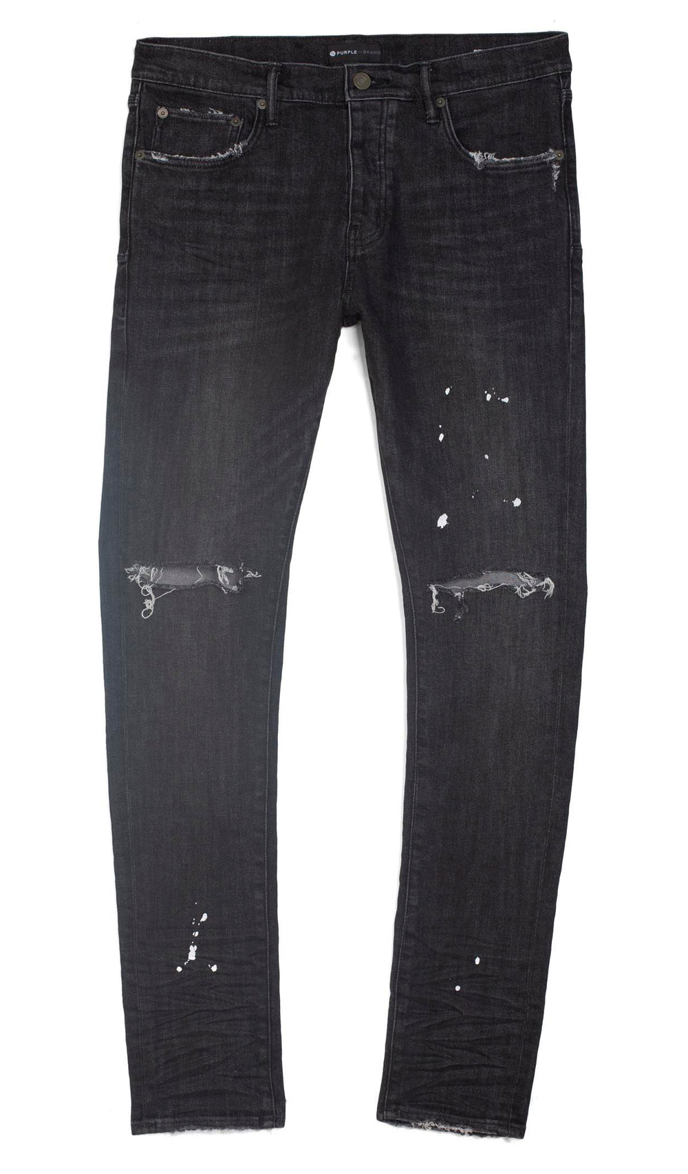 Slim fit jean low rise W/leg black over spray