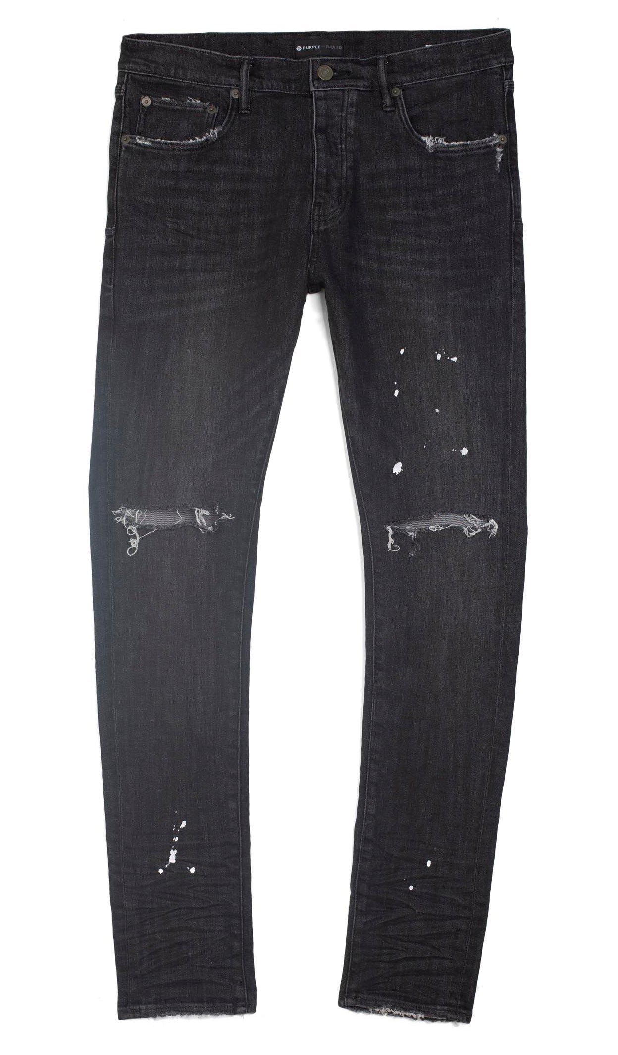 Slim fit jean low rise W/leg black over spray