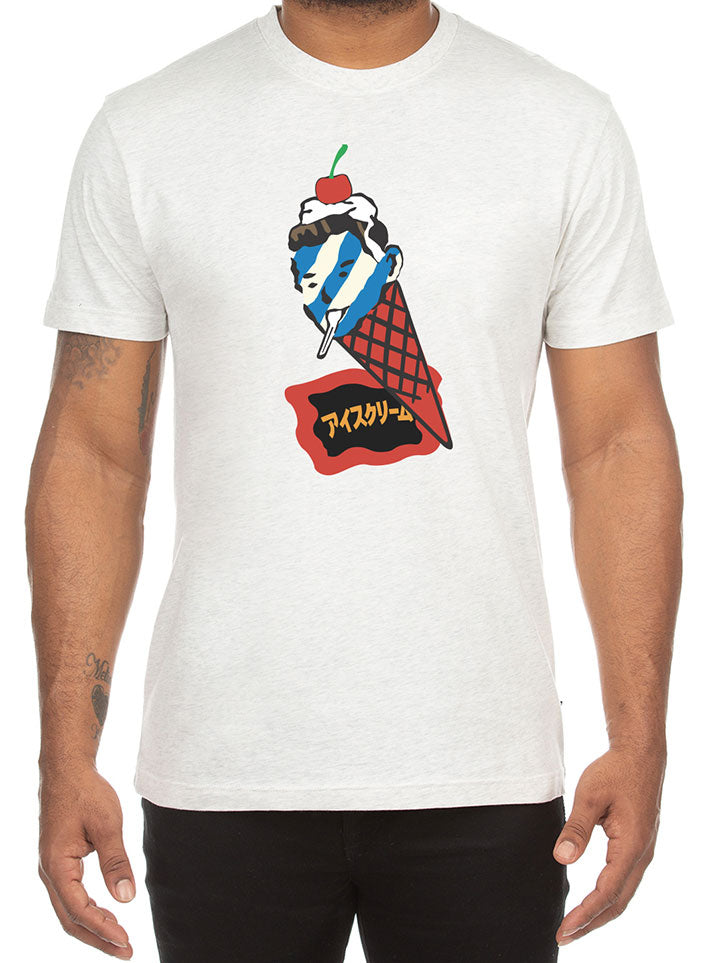 FACE IT SS TEE - LIGHT HEATHER GREY