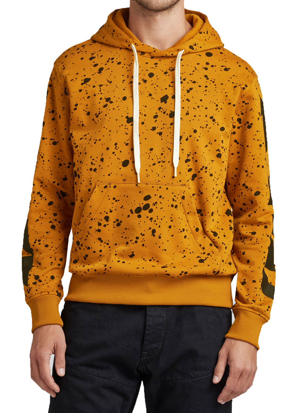 G-Star RAW Splatter Sleeve Graphic Hoodie in Vulcan Splatter Spots – view 1 of 2