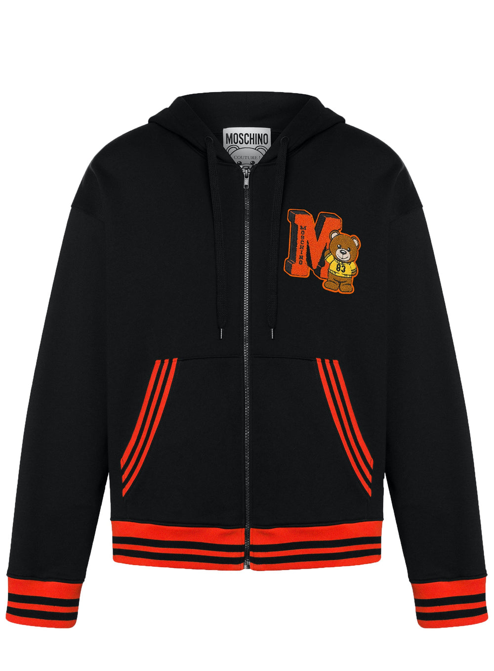 Moschino Varsity Logo Zipper Sweatshirt in black – view 1 of 2